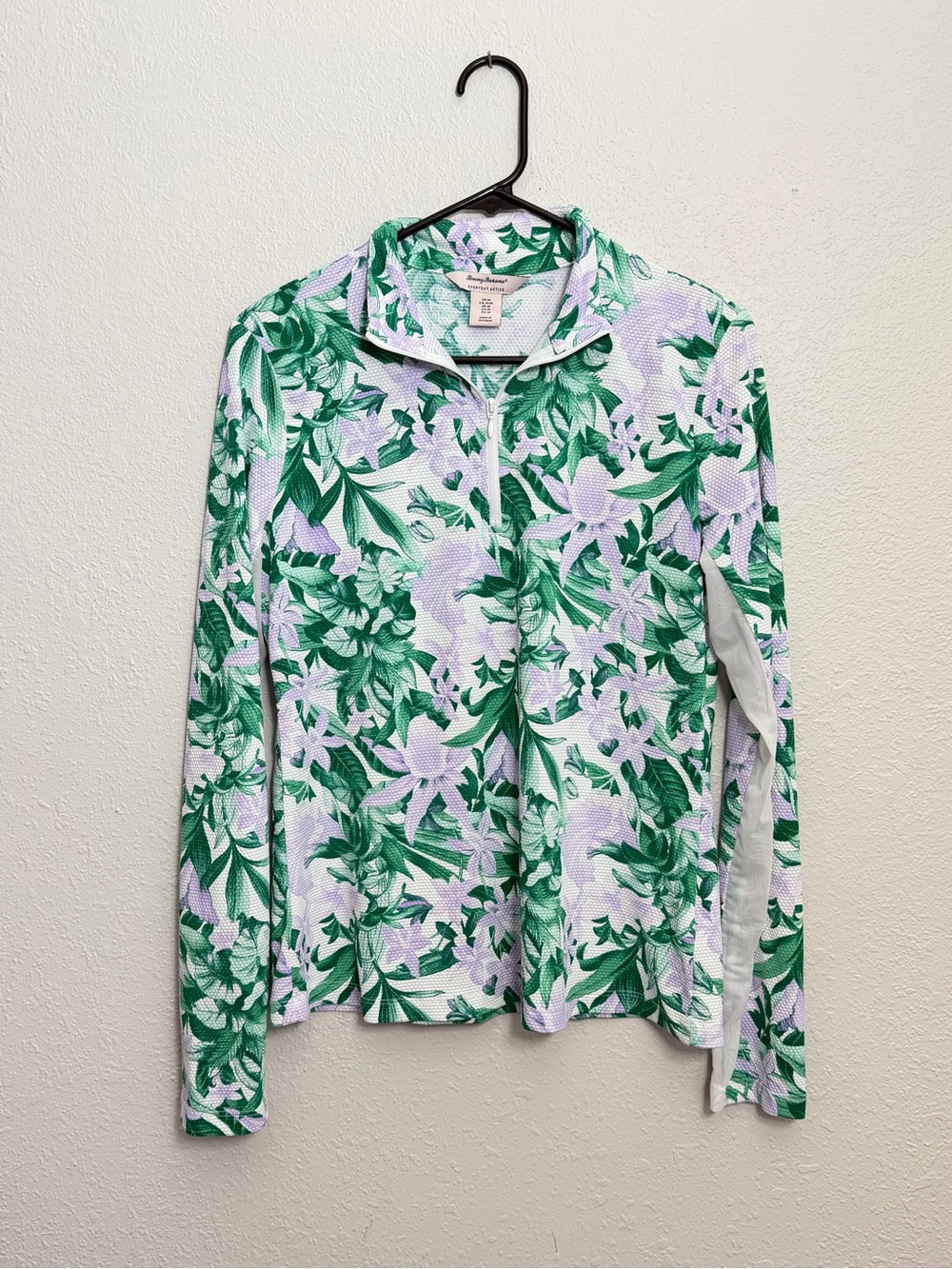 Tommy Bahama Green & Lavender Floral Quarter-Zip Pullover